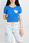 Bisiklet Yaka Baskılı Crop Kompak Body Saks - 90991.1878.