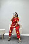 Viskon Düğmeli Pijama Takımı Balkırmızı - 980.1287.