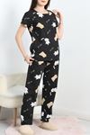 Alt Üst Aynı Pijama Takımı Siyahkedi - 50079.1857.