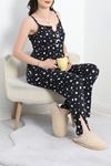Milan Kumaş Fiyonklu Pijama Takım Siyahbeyaz - 50599.1857.