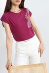Pul İşlemeli Viskon Bluz Mor - 70385.599.