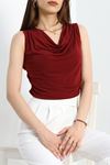 Degaje Yaka Drapeli Bluz Bordo - 70332.1949.