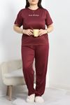 Enjeksiyon Baskı Büyük Beden Milan Pijama Takımı Bordopuanlı - 50617.1952.