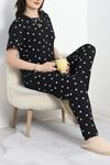 Kısa Kollu Süprem Pijama Takımı Siyahbeyaz - 50523.1961.