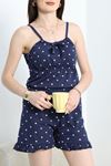 Büzgülü Süprem Şortlu Pijama Takımı Lacivert - 50197.1857.