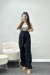 Kemerli Paraşüt Kumaş Pantolon Siyah - 3241.179.