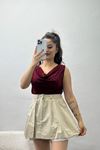Degaje Yaka Drapeli Bluz Bordo - 70299.1949.