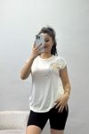 Pul İşlemeli Viskon Bluz Ekru - 70385.599.