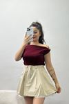 Asimetrik Yaka Bluz Bordo - 70394.1949.