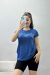 Kalp İşlemeli Viskon Bluz İndigo - 70413.599.