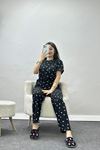 Kısa Kollu Süprem Pijama Takımı Siyahbeyaz - 50523.1961.