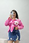 Kalp Baskılı Oversize Gömlek Pembe - 1736.179.