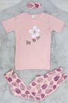 13-16 Yaş Göz Bantlı Penye Çocuk Pijama Takımı Pembeçiçek - 50620.1951.