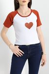 Reglan Kol Baskılı Crop Kompak Penye Kiremit - 90996.1878.