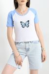 Reglan Kol Baskılı Crop Kompak Penye Bebemavi - 90998.1878.