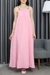 Bisou Boncuklu Askılı Elbise Pembe - 90025.1437.