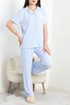 Milan Kumaş Düğmeli Pijama Takımı Maviçizgili - 750.1287.