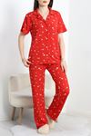 Milan Kumaş Düğmeli Pijama Takımı Kırmızıkalp - 750.1287.