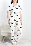 Milan Kumaş Düğmeli Pijama Takımı Siyahkurdele - 750.1287.