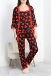 Pegasus Üçlü Pijama Takımı Siyahkırmızı - 70044.1048.