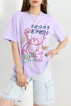 Baskılı Oversize Tişört Lila1 - 40649.1872.