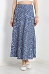 Desenli Midi Etek Lacivert - 70036.1355.