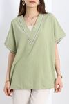 Keten Oversize Bluz Açıkhaki - 41565.308.