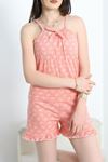 Büzgülü Süprem Şortlu Pijama Takımı Somon - 50197.1857.