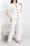 Alaçatı Stili Kurdela Detaylı Pijama Takım Beyazyıldız - 50523.1952.