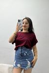Kolları Fırfırlı Bluz Bordo - 20772.599.