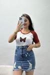 Reglan Kol Baskılı Crop Kompak Penye Kiremit - 90998.1878.