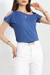 Omuz Dekolteli Bluz İndigo - 70411.599.