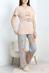 Baskılı Pijama Takımı Sütlükahve - 885.1287.