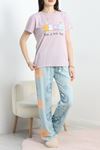 Baskılı Pijama Takımı Lila - 885.1287.