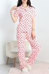 Milan Kumaş Düğmeli Pijama Takımı Pembedudak1 - 750.1287.