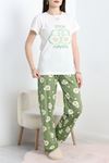 Baskılı Pijama Takımı Yeşil - 885.1287.