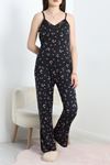 Milan Kumaş Dantelli Pijama Takımı  Siyahpembe - 50598.1857.