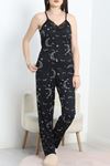 Milan Kumaş Dantelli Pijama Takımı  Siyahay - 50598.1857.