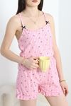 Çapraz Askı Süprem Şortlu Pijama Takımı Pembesiyah - 50195.1857.
