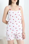Çapraz Askı Süprem Şortlu Pijama Takımı Beyaz - 50195.1857.