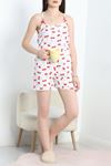 Çapraz Askı Süprem Şortlu Pijama Takımı Beyazkiraz - 50195.1857.