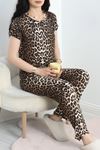 Alt Üst Aynı Pijama Takımı Kahveleopar - 50079.1857.