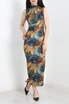 Batik Sandy Drapeli Elbise Kahvemavi - 40917.1394.