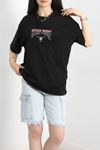 Baskılı Oversize Tişört Siyahkırmızı2 - 40649.1872.