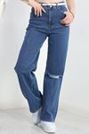 Lazer Kesim Palazzo Kot Pantolon Mavi1 - 41259.1431.