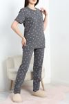 Manşetli Süprem Alt Üst Aynı Pijama Takımı Fümepembe - 50673.1961.