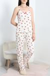 Milan Kumaş İp Askılı Pijama Takımı Beyazkiraz - 50597.1857.