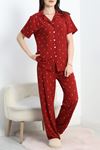 Milan Kumaş Düğmeli Pijama Takımı Bordobenek - 750.1287.