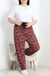 Büyük Beden Viskon Pijama Altı Bordobeyaz - 40410.1929.