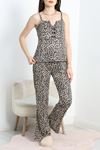 Milan Kumaş Fiyonklu Pijama Takım Leopar - 50599.1857.